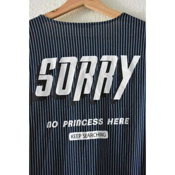 Zara Trafaluc Striped "No Princess" Graphic Print Mini Dress - Picture 9 of 12